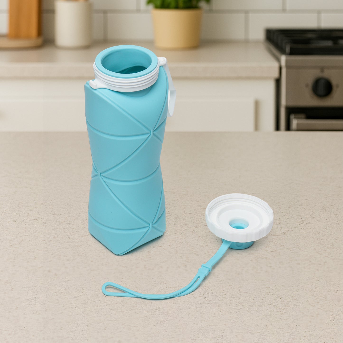 600ml Collapsible Silicone Water Bottle For Travel Sports Gym Office (1 Pc)