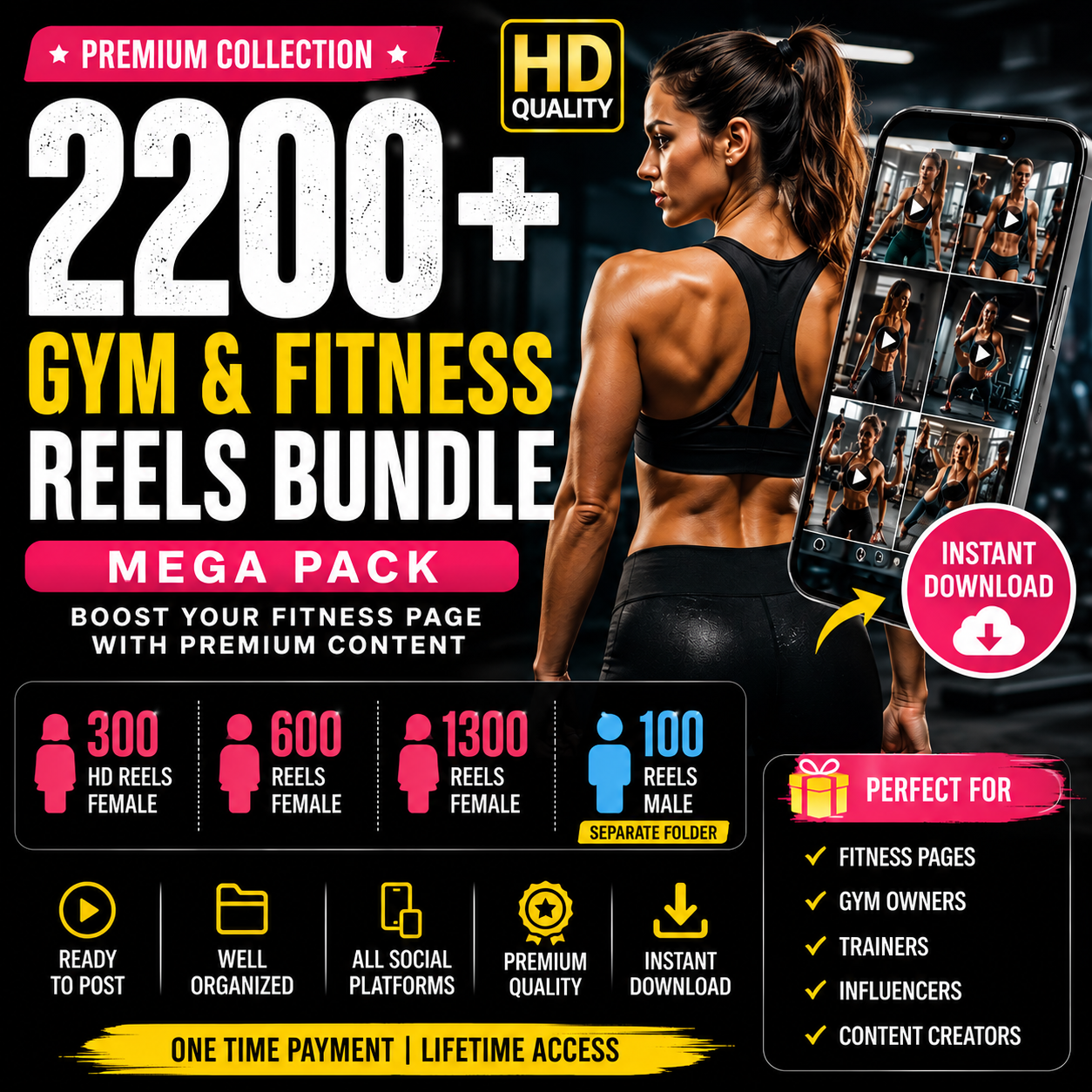 2200+ Gym & Fitness Reels Bundle (HD)