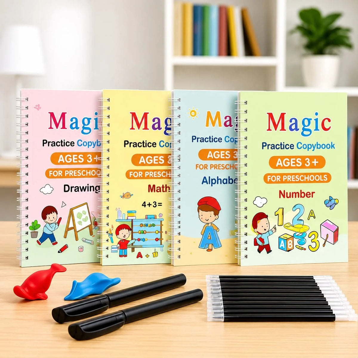 Magic Practice Copybook for Kids (4 Book + 10 Refill + 1 Pen )