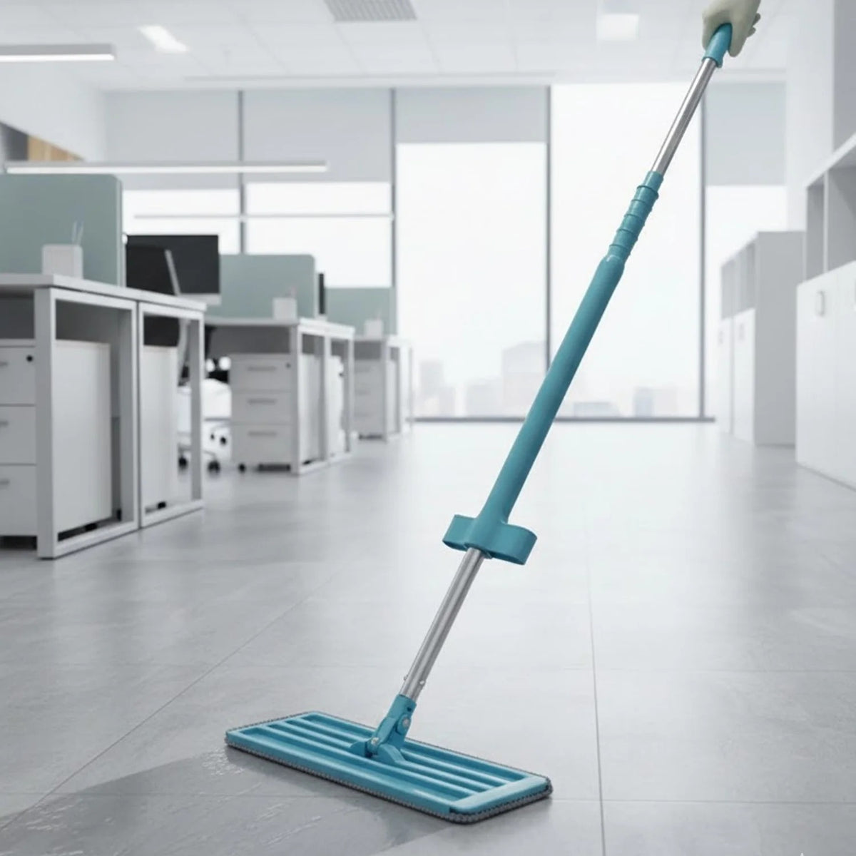 360° Rotating Flat Floor Mop with Self-Wringing Microfiber Cleaning Pad