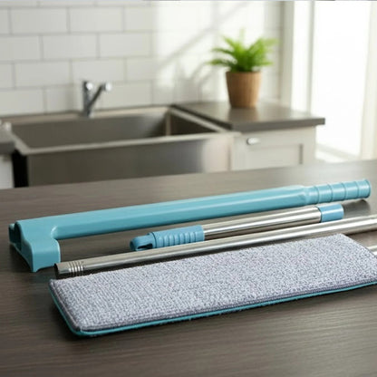 360° Rotating Flat Floor Mop with Self-Wringing Microfiber Cleaning Pad