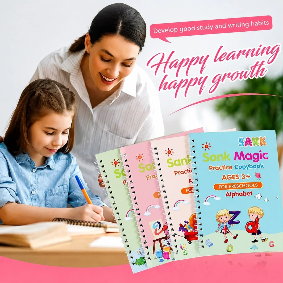 Magic Practice Copybook for Kids (4 Book + 10 Refill + 1 Pen )